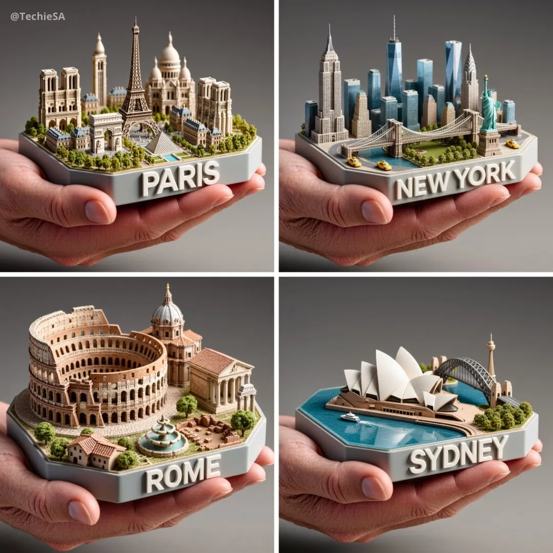 City Miniature Diorama in Hand - Gemini AI Photo Prompt Example