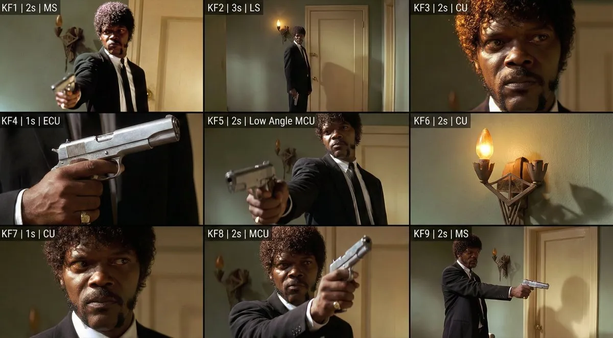 Cinematic Keyframe Storyboard - Gemini AI Photo Prompt Example